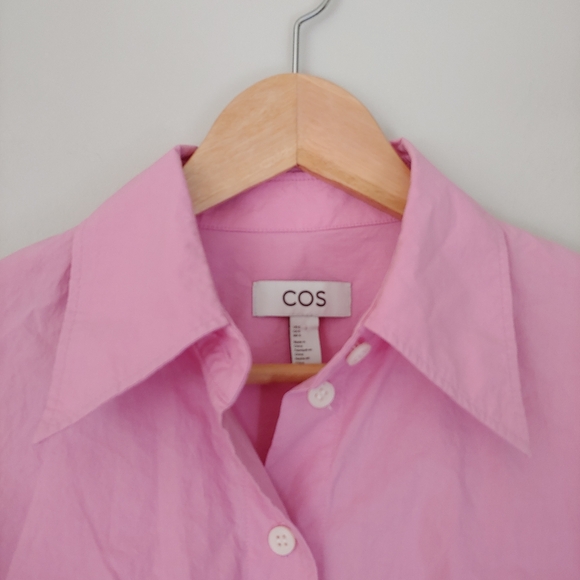 COS Oversized Cotton Poplin Button Down Shirt Pink Size 6 - Picture 9 of 15
